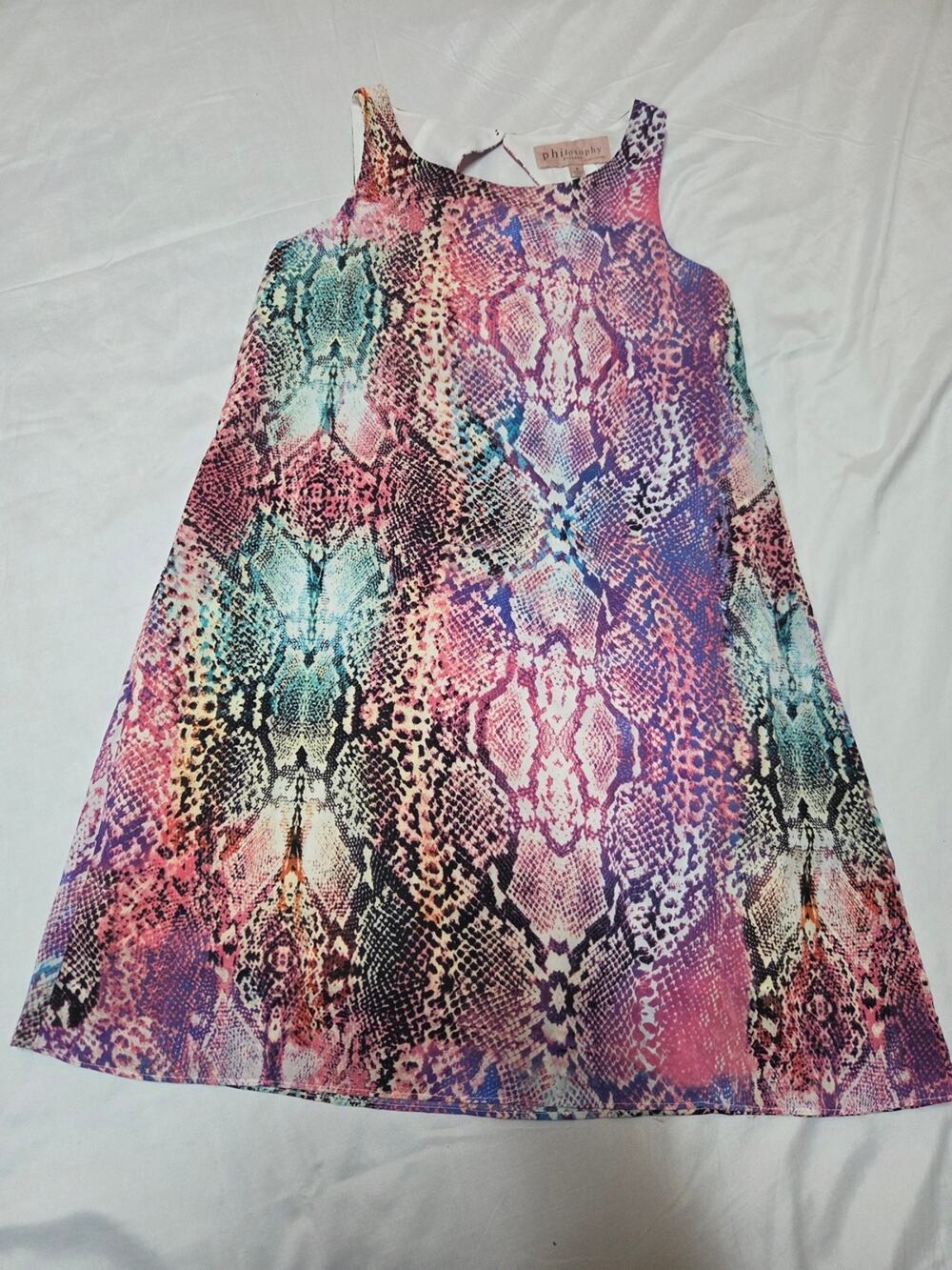 Philosophy pink purple snakeskin print sheath dress